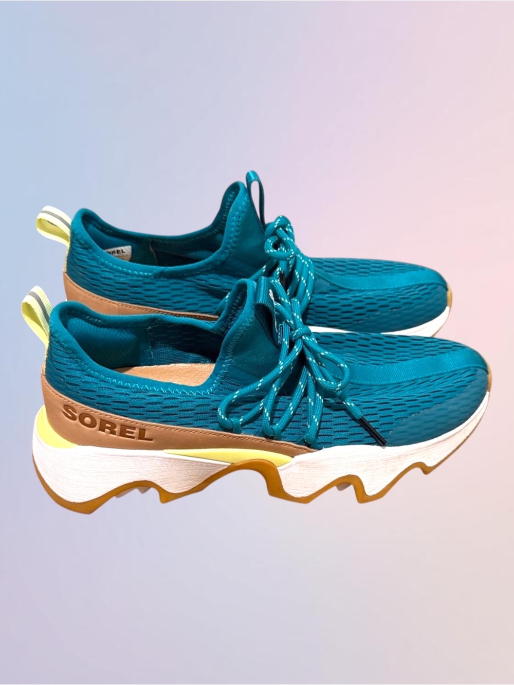 SOREL Teal Green Colorblick Kinetic Impact II Lace Sneakers Running Shoes-Sz 8.5 - Picture 2 of 8
